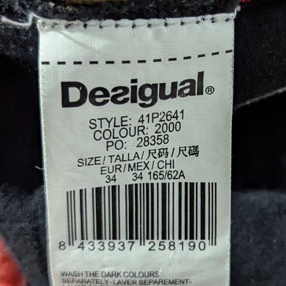 Desigual Butterfly Floral Foldover Waist Cropped Pants EU 34 Black Multicolor - Picture 10 of 13